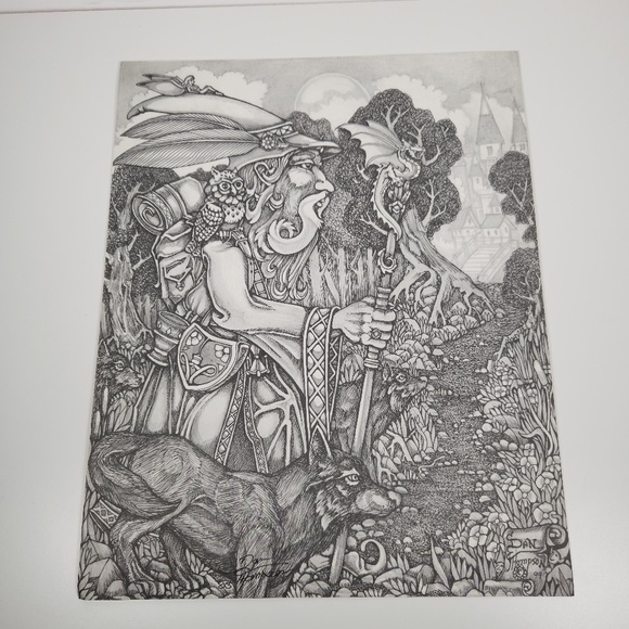 VTG Dan Thompson Fine Arts Advanced Adult Coloring Pages 7 Fantasy Dragon Fairy - Picture 4 of 9